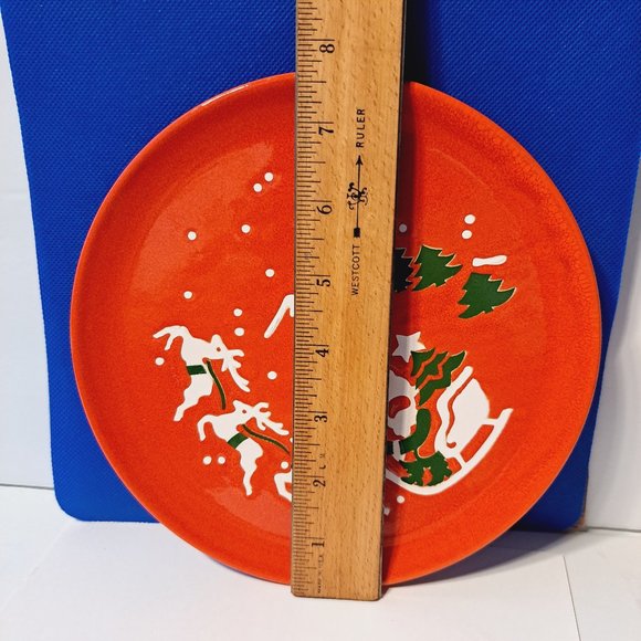 Waechtersbach Santa, Sleigh, Reindeer Etched Plate 7 5/8 Extremely Rare - Picture 2 of 6